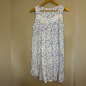 Eileen West Short Blue Ditzy Floral Cotton Nightgown MEDIUM